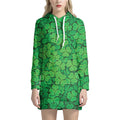 Green Clover St. Patrick's Day Print Pullover Hoodie Dress