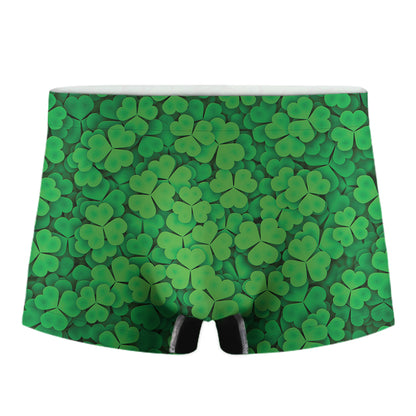 Green Clover St. Patrick's Day Print Men's Boxer Briefs