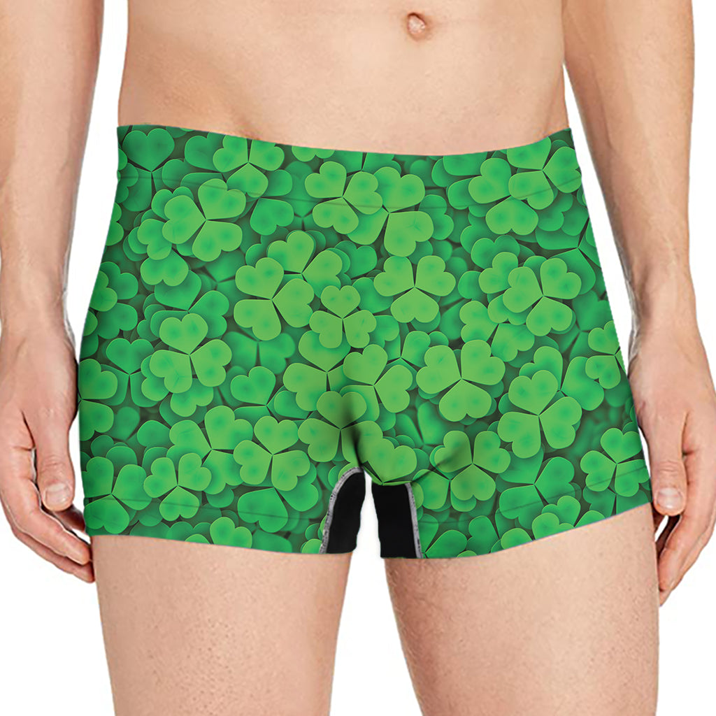Green Clover St. Patrick's Day Print Men's Boxer Briefs