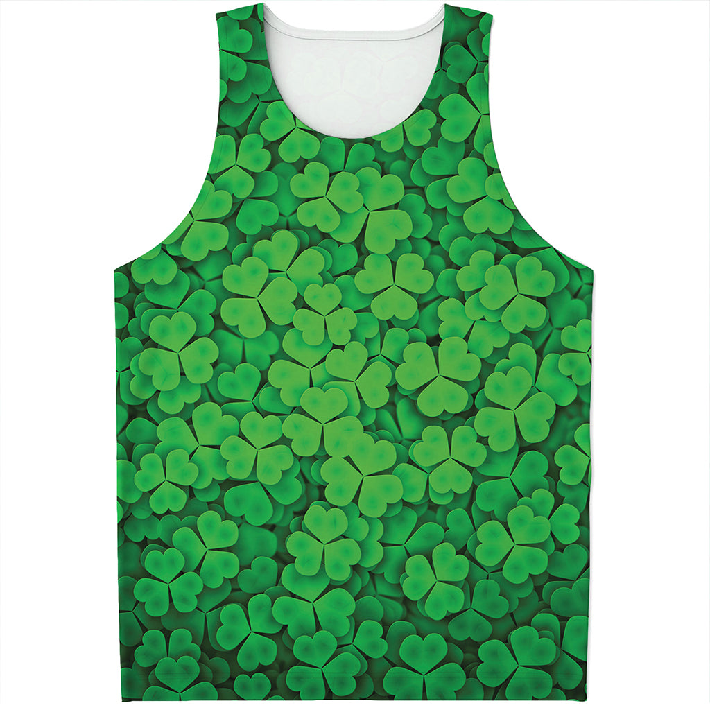 Green Clover St. Patrick's Day Print Men's Tank Top