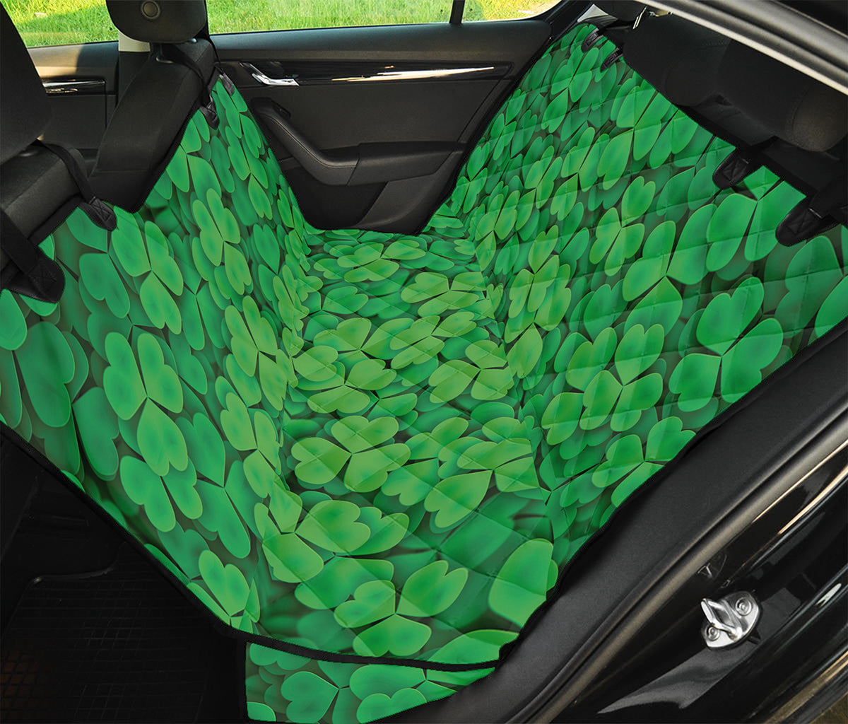 Green Clover St. Patrick's Day Print Pet Car Back Seat Cover