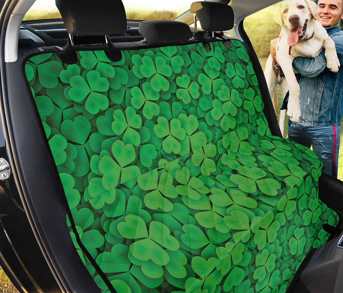 Green Clover St. Patrick's Day Print Pet Car Back Seat Cover