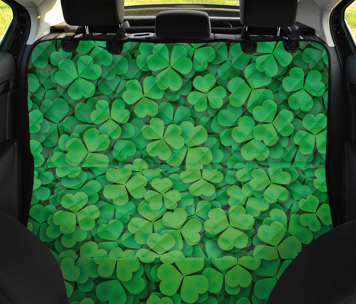 Green Clover St. Patrick's Day Print Pet Car Back Seat Cover