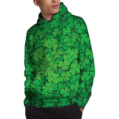 Green Clover St. Patrick's Day Print Pullover Hoodie