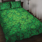 Green Clover St. Patrick's Day Print Quilt Bed Set