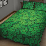 Green Clover St. Patrick's Day Print Quilt Bed Set