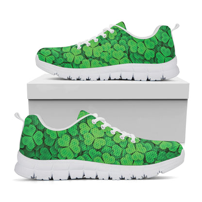 Green Clover St. Patrick's Day Print White Sneakers