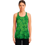Green Clover St. Patrick's Day Print Women's Racerback Tank Top