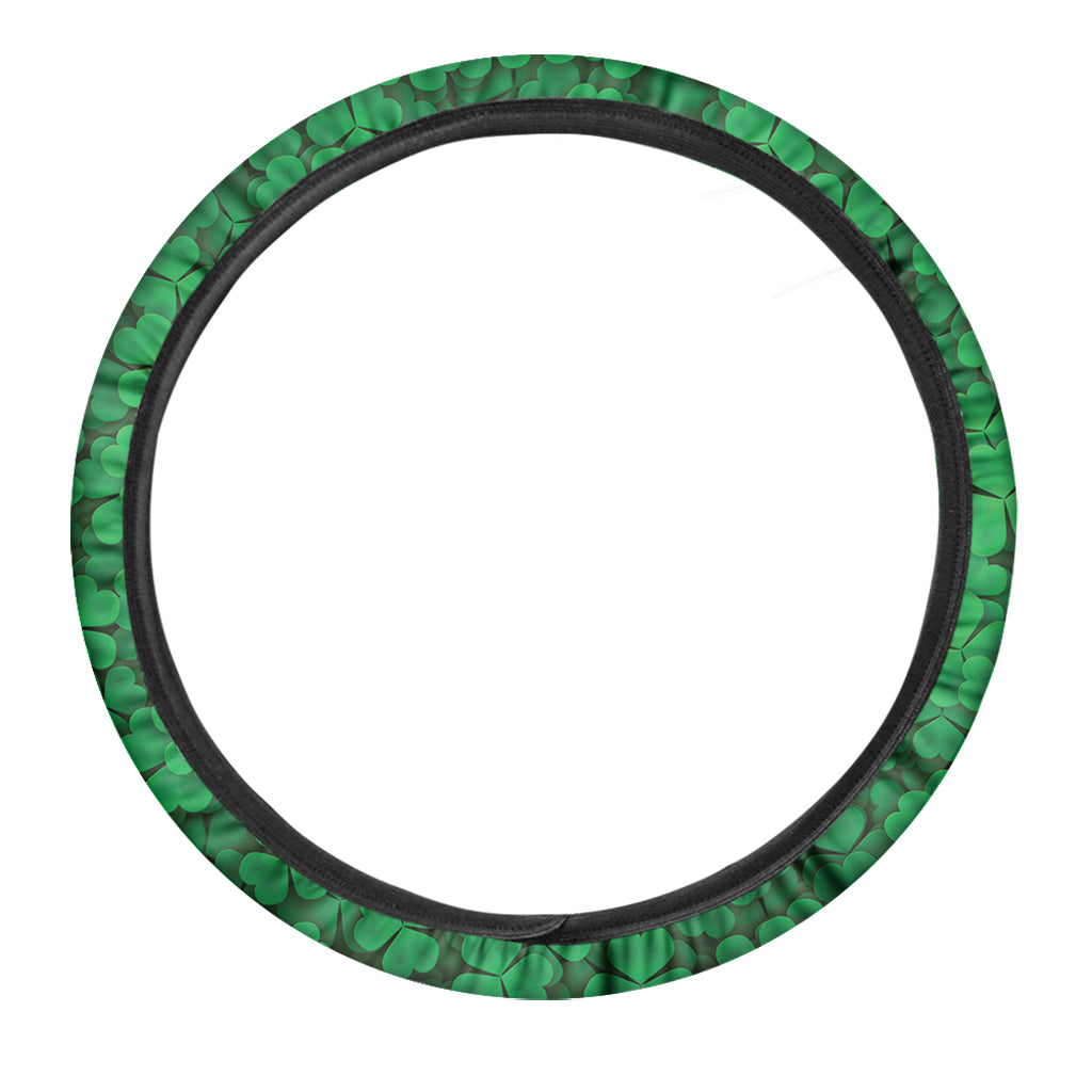 Green Clover St. Patrick's Day Print Car Steering Wheel Cover