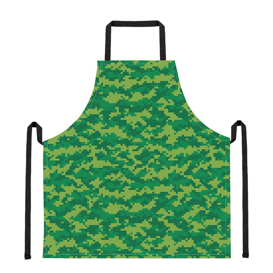 Green Digital Camo Pattern Print Apron