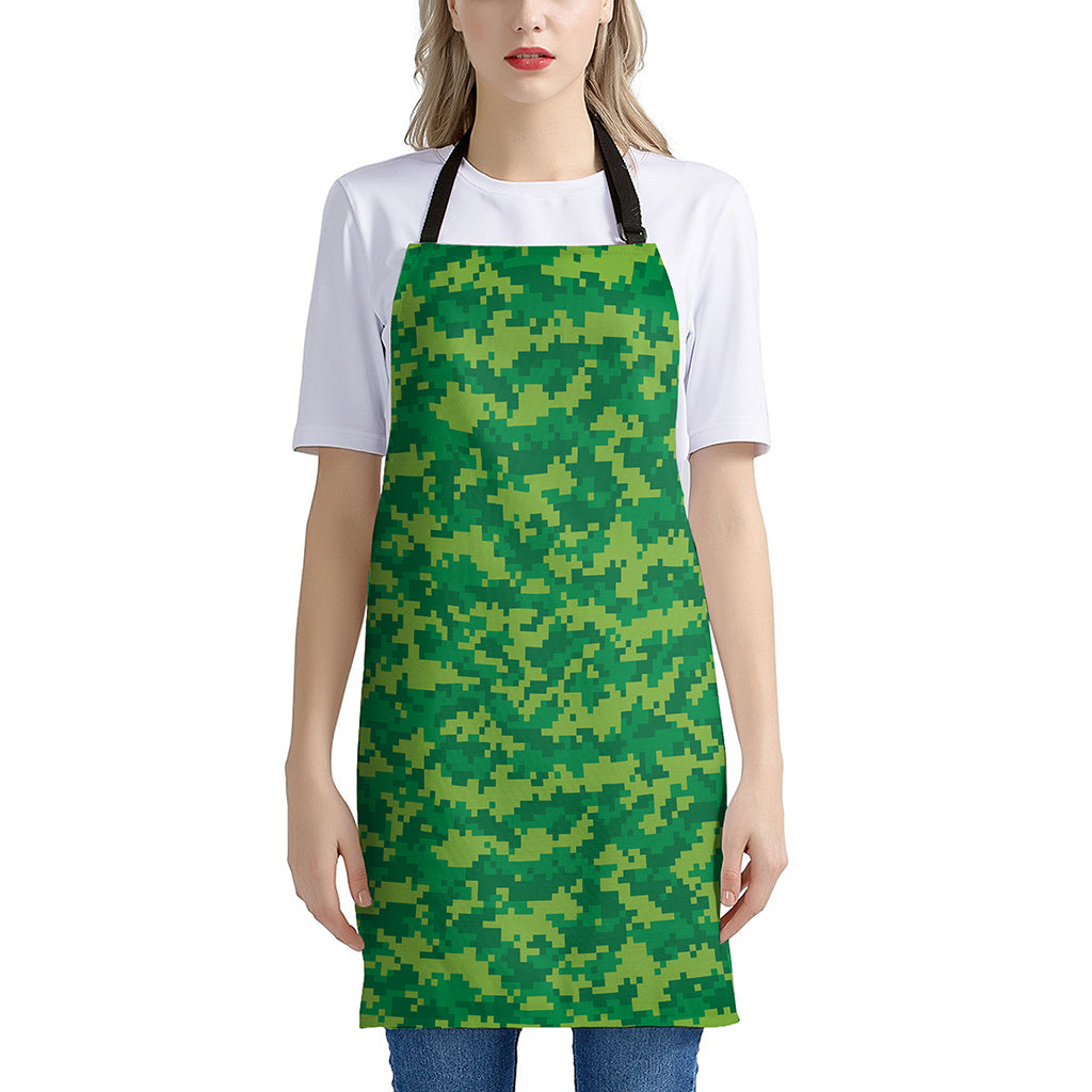 Green Digital Camo Pattern Print Apron