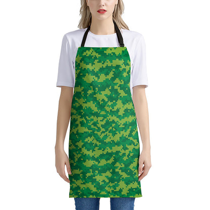 Green Digital Camo Pattern Print Apron