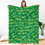 Green Digital Camo Pattern Print Blanket