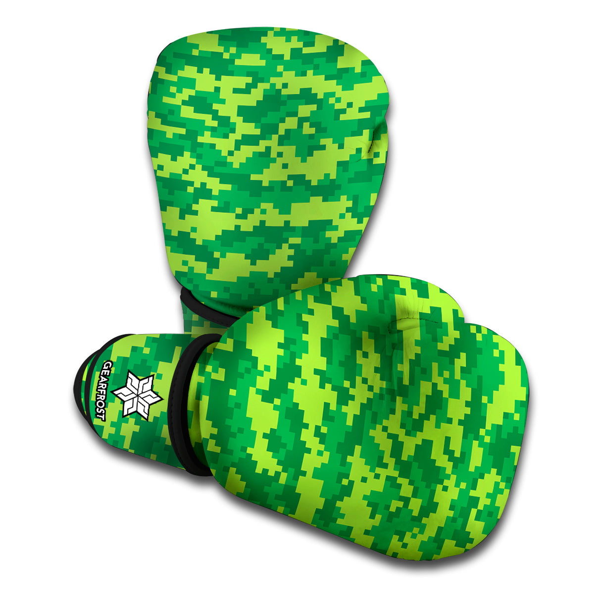 Green Digital Camo Pattern Print Boxing Gloves