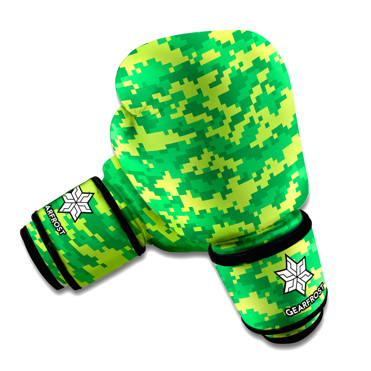 Green Digital Camo Pattern Print Boxing Gloves