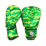 Green Digital Camo Pattern Print Boxing Gloves