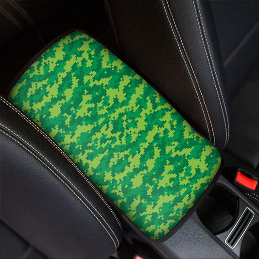 Green Digital Camo Pattern Print Car Center Console Cover