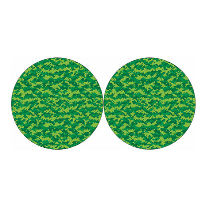 Green Digital Camo Pattern Print Car Coasters