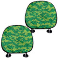 Green Digital Camo Pattern Print Car Headrest Covers