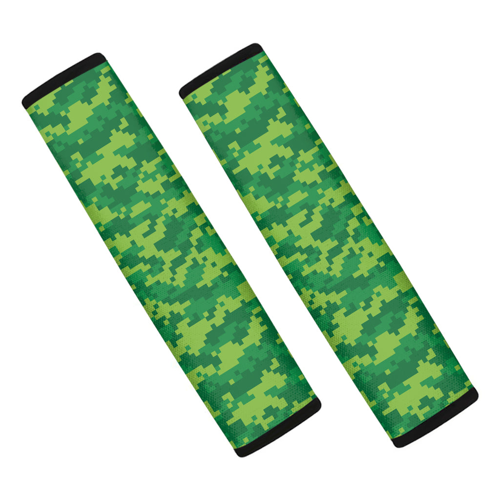 Green Digital Camo Pattern Print Car Seat Belt Covers