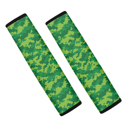 Green Digital Camo Pattern Print Car Seat Belt Covers