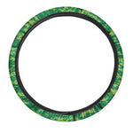 Green Digital Camo Pattern Print Car Steering Wheel Cover