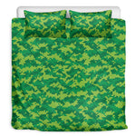 Green Digital Camo Pattern Print Duvet Cover Bedding Set