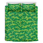 Green Digital Camo Pattern Print Duvet Cover Bedding Set