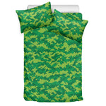 Green Digital Camo Pattern Print Duvet Cover Bedding Set