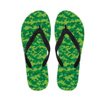 Green Digital Camo Pattern Print Flip Flops
