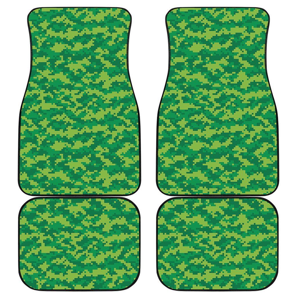 Green Digital Camo Pattern Print Front and Back Car Floor Mats