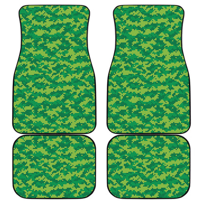Green Digital Camo Pattern Print Front and Back Car Floor Mats