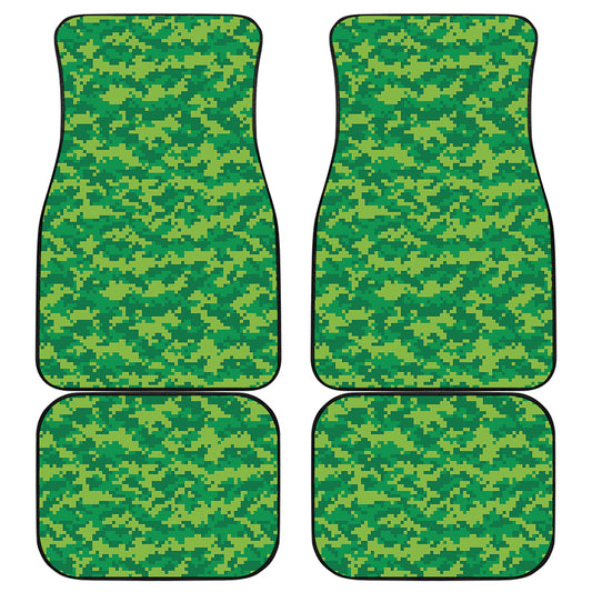 Green Digital Camo Pattern Print Front and Back Car Floor Mats