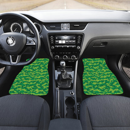 Green Digital Camo Pattern Print Front and Back Car Floor Mats