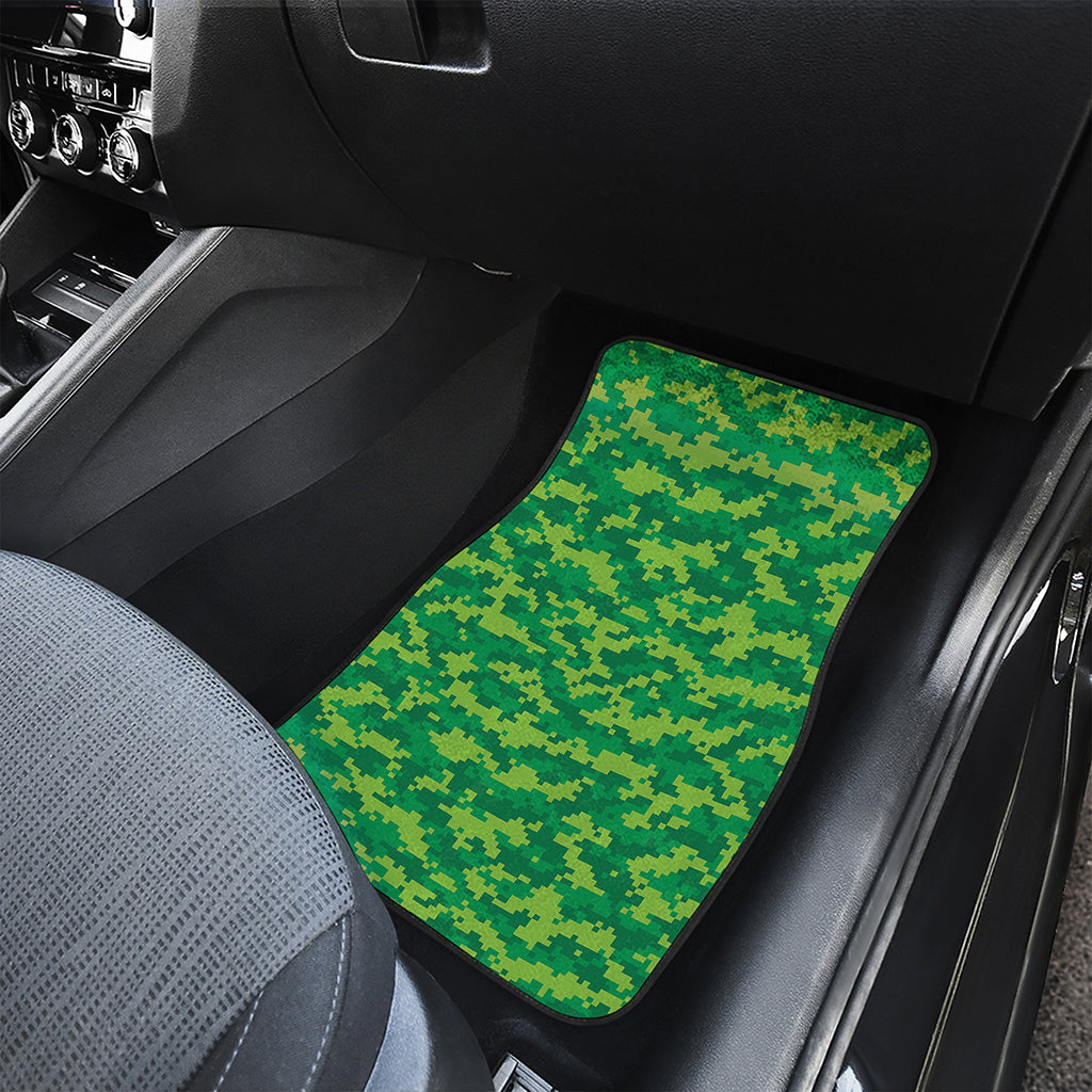 Green Digital Camo Pattern Print Front and Back Car Floor Mats