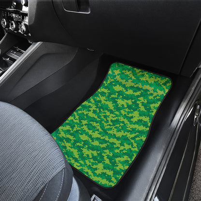 Green Digital Camo Pattern Print Front and Back Car Floor Mats