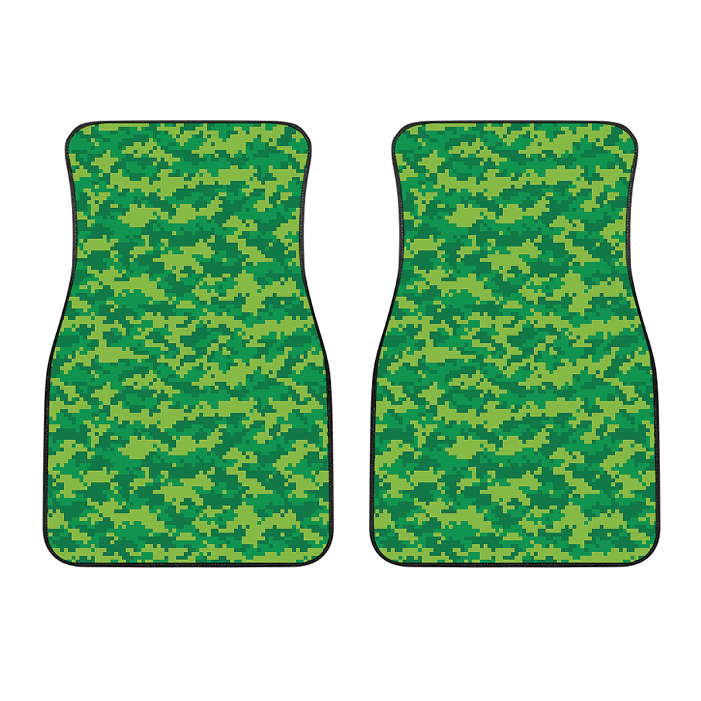Green Digital Camo Pattern Print Front Car Floor Mats