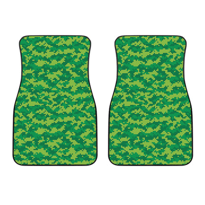 Green Digital Camo Pattern Print Front Car Floor Mats