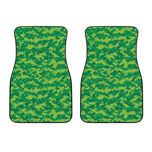 Green Digital Camo Pattern Print Front Car Floor Mats