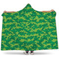 Green Digital Camo Pattern Print Hooded Blanket