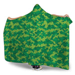 Green Digital Camo Pattern Print Hooded Blanket