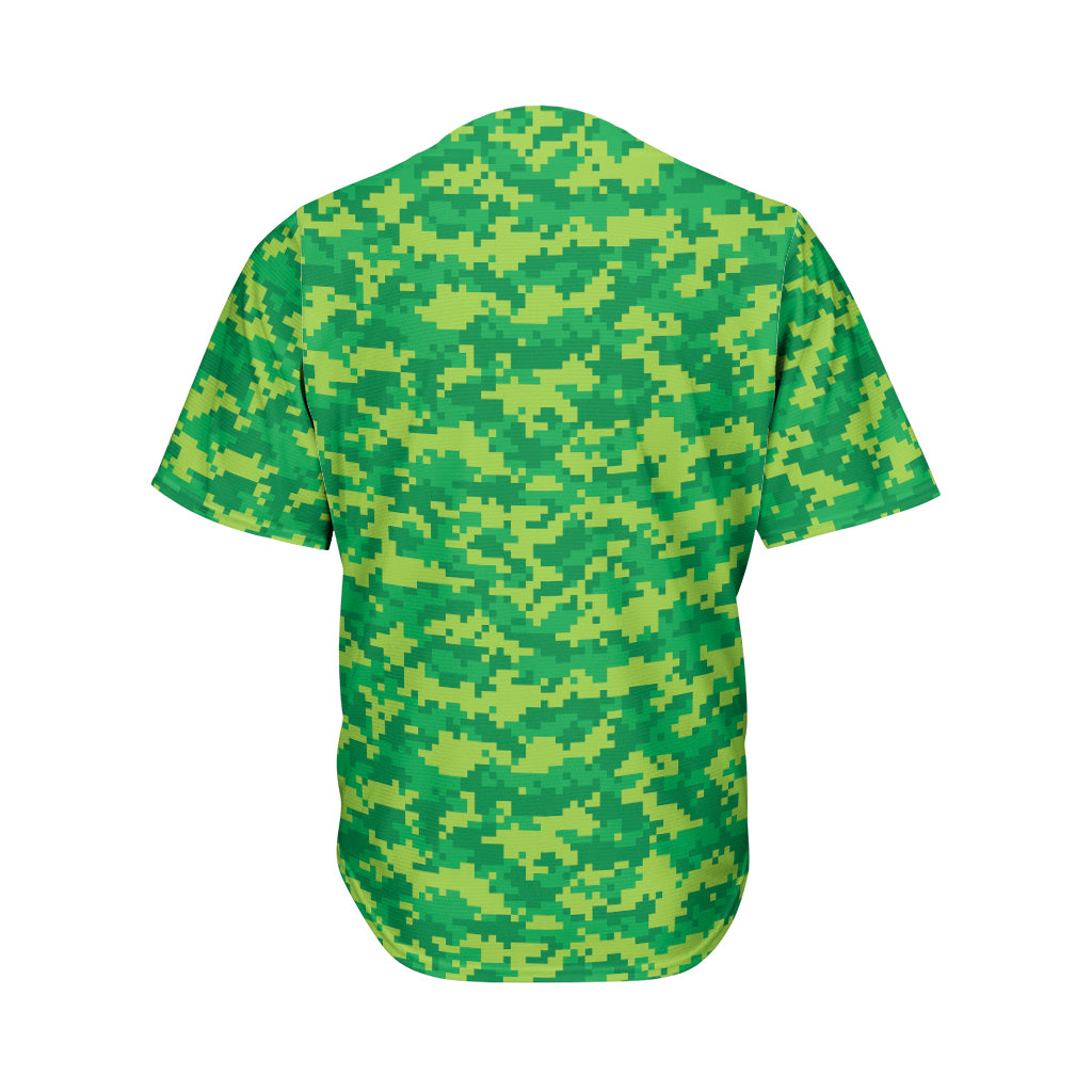 GearFrost Green Digital Camo Pattern Print Men's Baseball Jersey