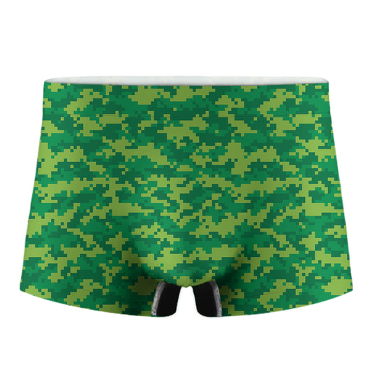 Green Digital Camo Pattern Print Men's Boxer Briefs