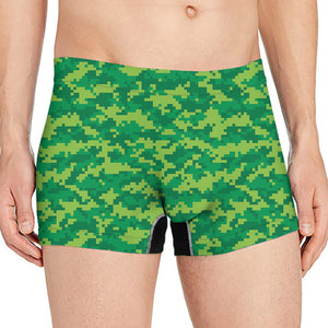 Green Digital Camo Pattern Print Men's Boxer Briefs