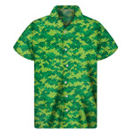 Green Digital Camo Pattern Print Men's Short Sleeve Shirt