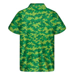 Green Digital Camo Pattern Print Men's Short Sleeve Shirt