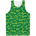 Green Digital Camo Pattern Print Men's Tank Top