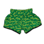 Green Digital Camo Pattern Print Muay Thai Boxing Shorts