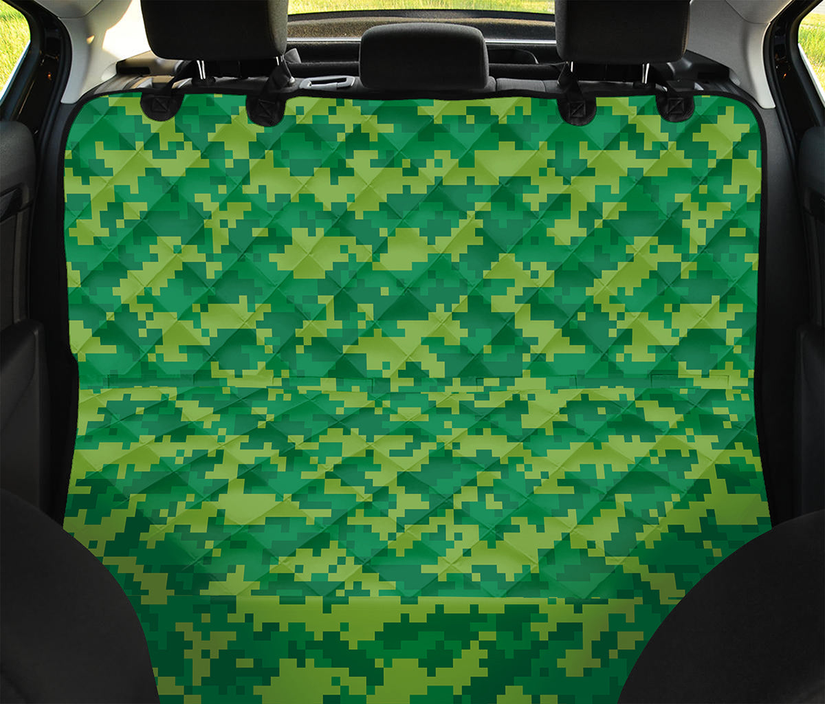 Green Digital Camo Pattern Print Pet Car Back Seat Cover