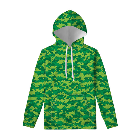 Green Digital Camo Pattern Print Pullover Hoodie
